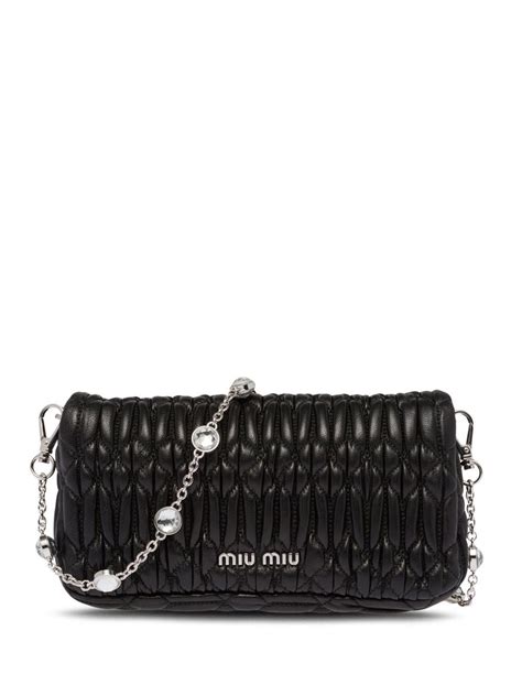 miu miu crystal chain bag|Miu Crystal nappa leather and crystal mini.